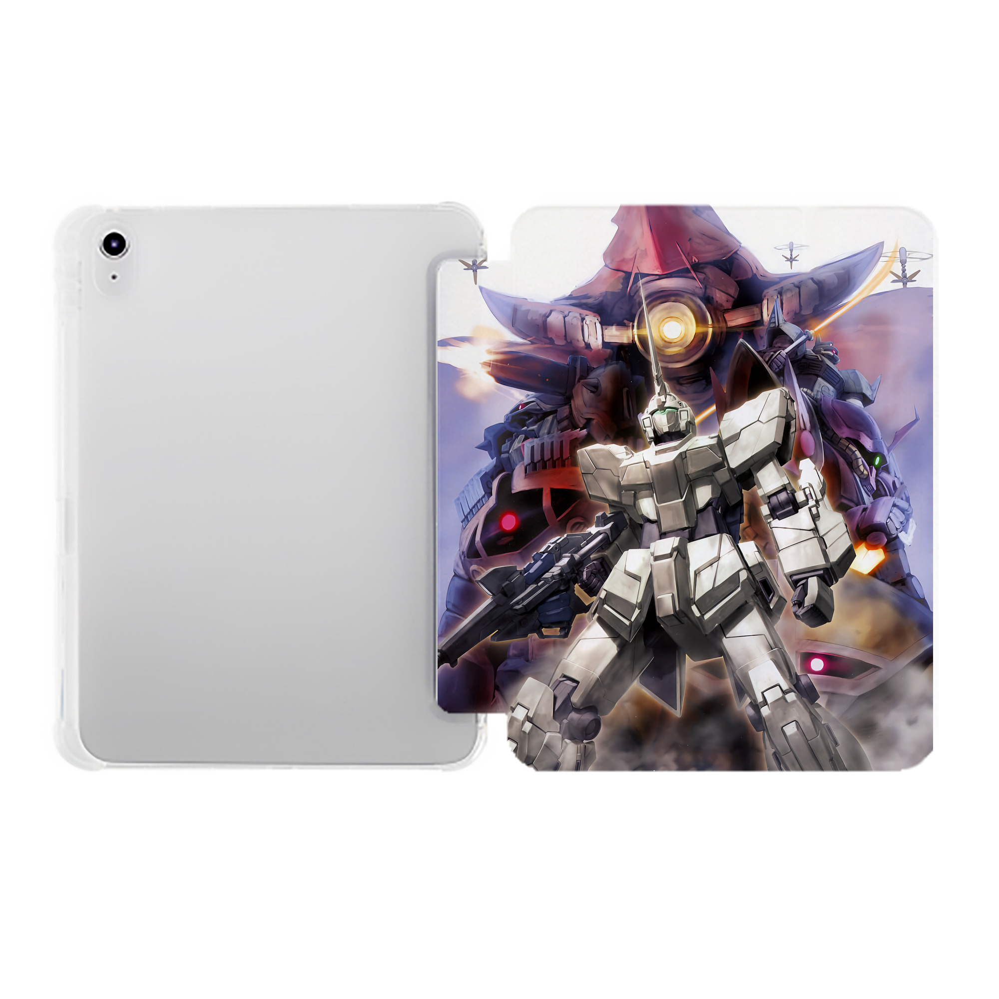 （画像用） 機動戦士ガンダム Mobile Suit Gundam IPad ケース ペン収納付き 三つ折りスタンド PUレザー×シリコン 対応機種9.5/10.5/10.9インチ